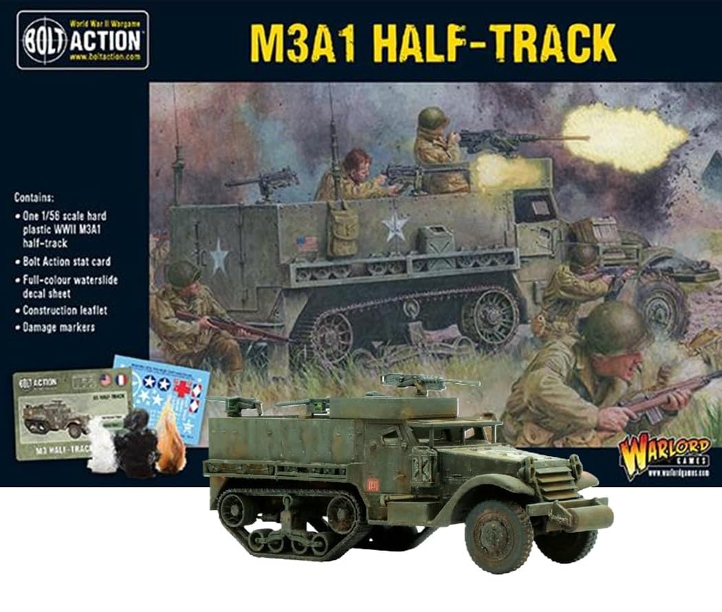 Warlord Games US Army M3A1 Half-Track 1:56 / 28mm Plastic Scale Model for Bolt Action Highly Detailed World War 2 Miniatures