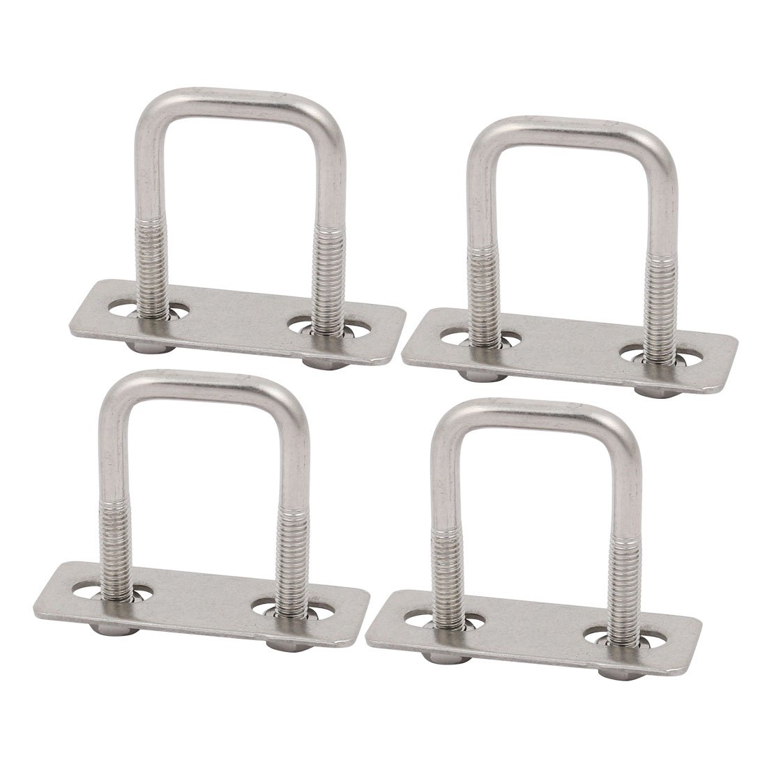 sourcing map 4pcs M6 25mm Inner Width 304 Stainless Steel Square U Bolt w Hex Nut Plate