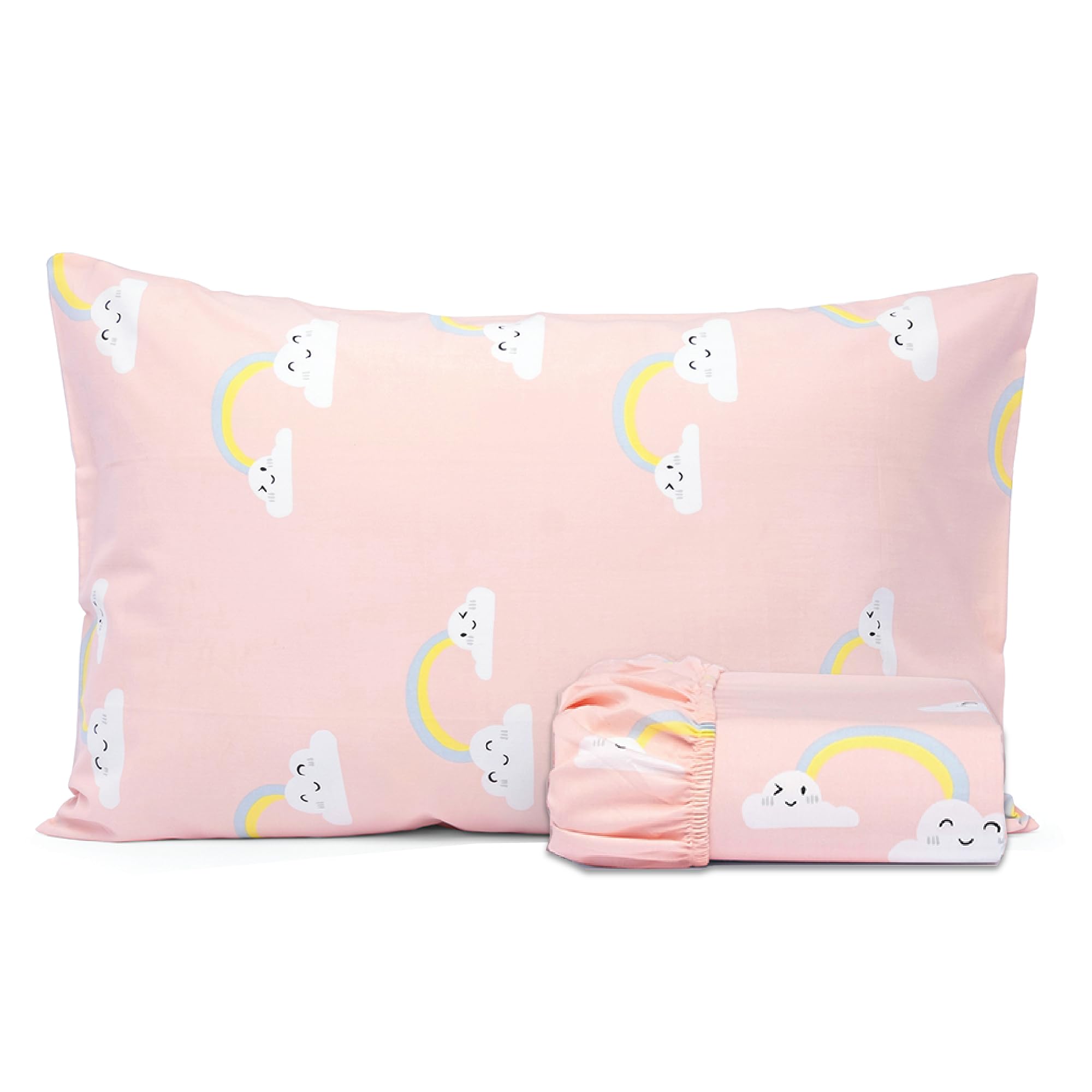 Photo 1 of Salt Earth 100% Cotton 210TC Kids Bedsheet, Twin Fitted Sheet, Toddler Bed, 2 Piece Bedding Set- 1 Fitted Sheet and 1 Pillowcase, Themed Toddler Bed Sheets, Cute Sheets for Kids Bed (Rainbow)