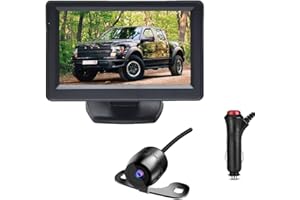 X W EI UNION Backup Camera with Monitor Back up Camera System for Car Truck Reverse Camera Plug and Play Waterproof Rear View with 4.3’’ Monitor Safe Parking with 23-feet Power Cable