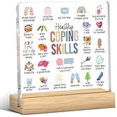 Therapy Office Decor, School Counselor Gifts, Mental Health Office Desk Decor, Gifts for Women Counselor Psychologist Therapist, Healthy Coping Skills Acrylic Sign for Halloween Christmas Gift