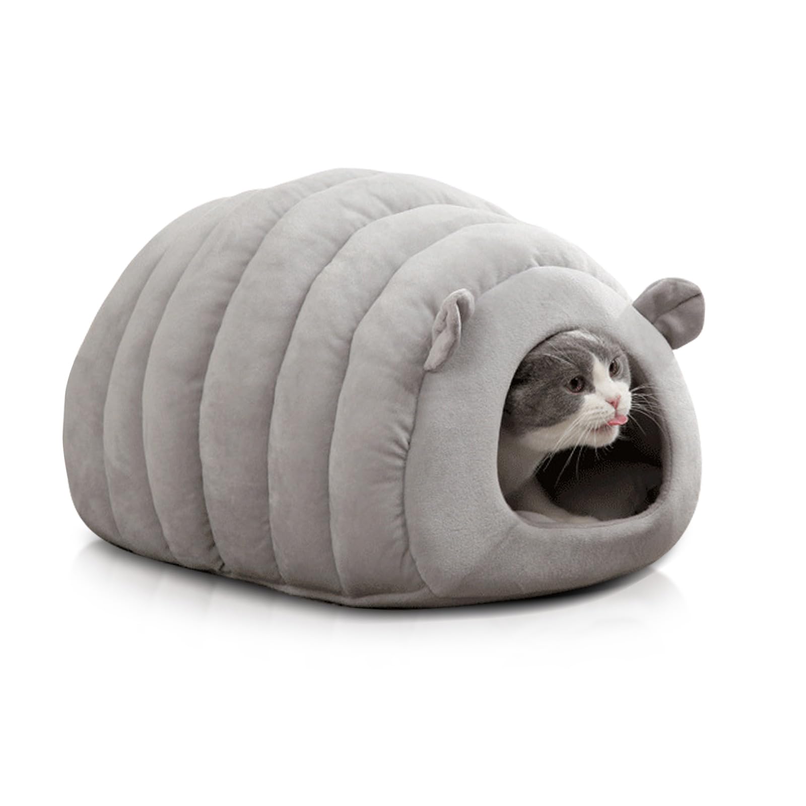 PETCUTE Cat Cave Bed,Semi-closed Cat House,2 in 1 Pet Bed for Dogs and Cats,Soft Sleeping Bag Cute Caterpillar Tent,Anti Slip Pet House with Removable Mat for Cats Kitty Small Puppy Dog