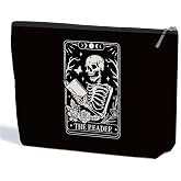 Skeleton Skull Tarot Cards Makeup Bag Gothic Cosmetic Bag for Women 01 | Goth Accessories Spooky Gifts Halloween Party Favors, Witchy Gifts for Women Friend, Toiletry Bag for Halloween Christmas