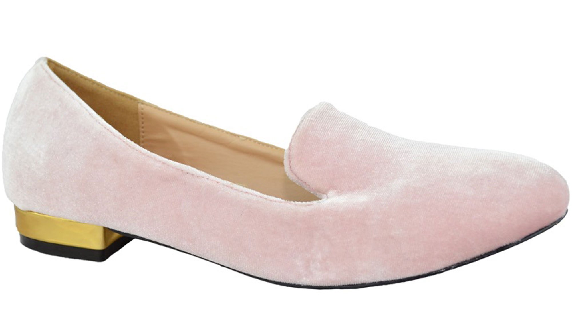 Chase & Chloe Women's Faux Velvet Smoking Slipper Loafer Flats (10 B(M) US, Pink) - Image 3