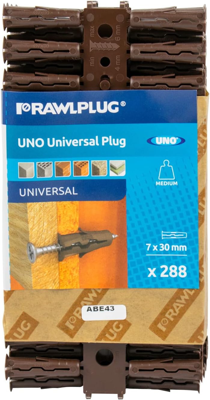 Rawlplug Uno Universal Contract Wallplug 7 mm Brown Pack 288