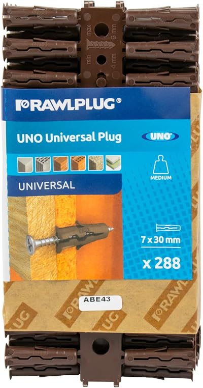 Rawlplug Uno Universal Contract Wallplug 7 mm Brown Pack 288