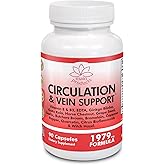 Main Products Circulation and Vein Support 90 Capsules, Micronized Process, Blood Circulation and Leg Vein Supplements, Vascular Support, 1979mg Formula.