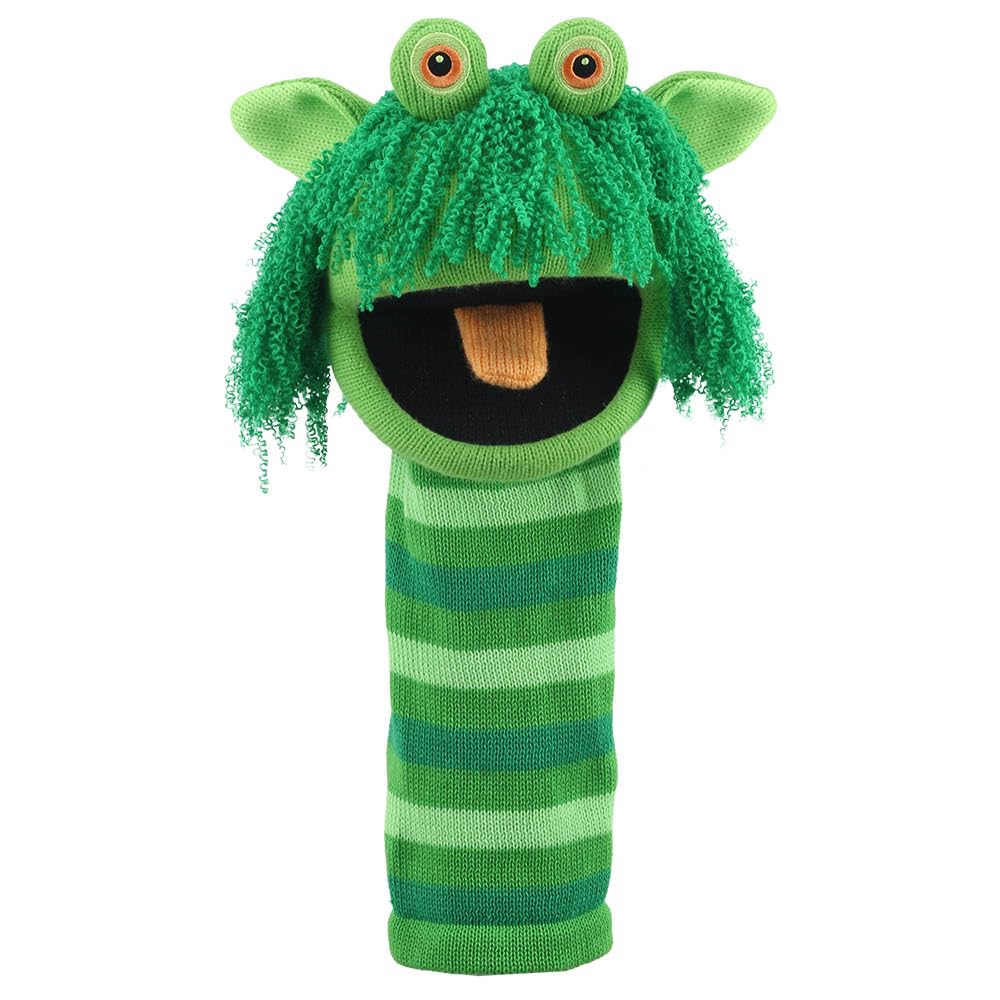 The Puppet Company Squelch ECO Sockette Hand Puppet - Eco-Friendly Swamp Monster Puppet Toy with Cheeky Smile & Squeaky Tongue - Fun for Kids & Adults - 38cm