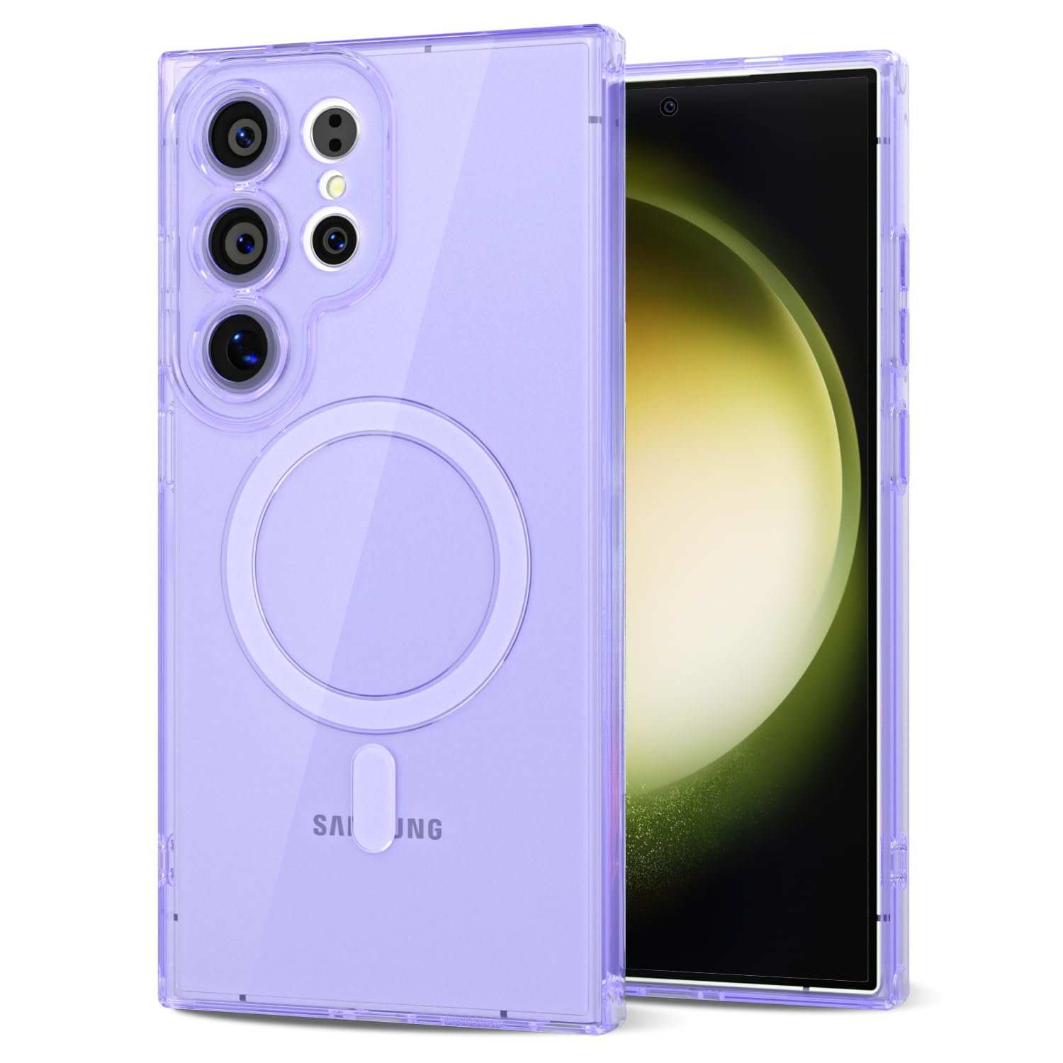 Svanove for Samsung Galaxy S23 Ultra Clear Compatible with Magsafe Silicone, Transparent Thin Magnetic Mag Safe Case Cute, Girly Aesthetic Trendy Slim Hard Camera Cover Protection, Purple Lavender
