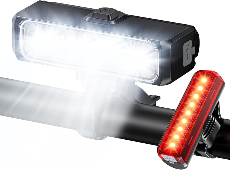 Luces Bicicleta Delantera y Trasera Súper Brillante, Aluminio Cuerpo