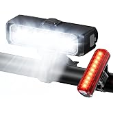 WOCBUY Bike Lights for Night Riding, 1500 Lumen Super Bright &amp; Wide Beam Bicycle Headlight, 4+5 Modes 2600mAh USB Rechargeable Bike Light Set, IP65 Waterproof Light Bar for Ebike MTB Scooter