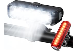 WOCBUY Bike Light for Night Riding, Super Bright & Wide Beam Bicycle Lights, 4+5 Modes USB Rechargeable Bike Headlight and Ta