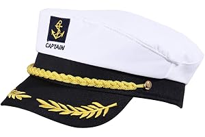 KKBES Captain Hat Nautical Hat Adjustable Captains Hat Yacht Captain Costume Navy Marine Admiral Hat