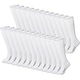 Haysandy 24 Pairs Soccer Socks Youth Football Softball Baseball Team Sock Bulk Unisex High Long Tube Sport Sock