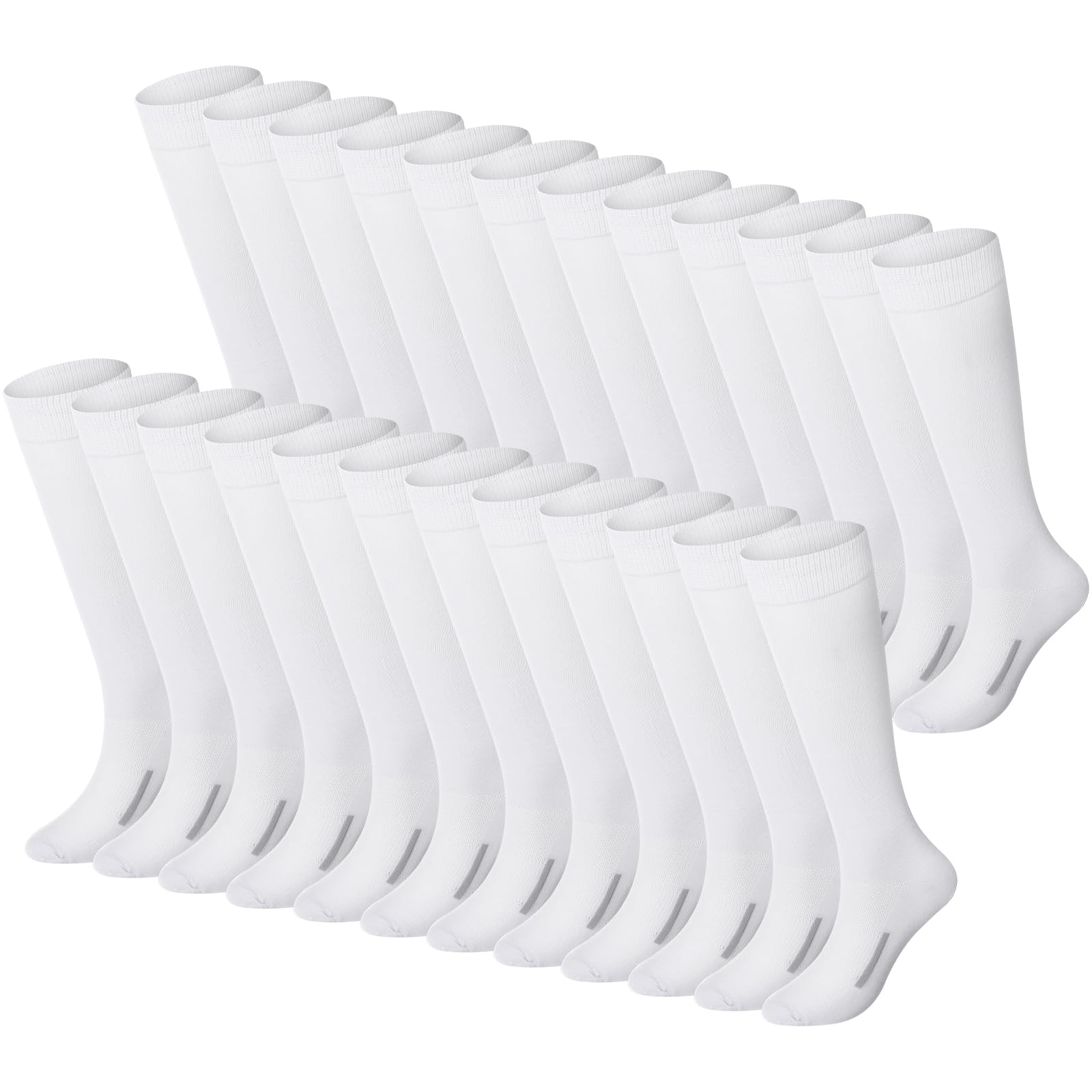 Photo 1 of Haysandy 24 Pairs Soccer Socks Youth Football Softball Baseball Team Sock Bulk Unisex High Long Tube Sport Sock(White)