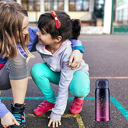 EsOfficce Water Bottle Thermoses,Stainless Steel Vacuum Insulated Keep Hot Cold Thermal Flask,Leak Proof BPA Free Thermal Cups for Kids Adult Office School Indoor Outdoor,12oz,Starry Gradient Red - Thumbnail 5