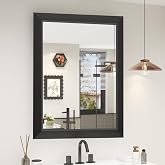 SMIROR 20x24 Matte Black Bathroom Vanity Mirror for Over Sink | Metal Wide Frame, Rectangle, Right- Angle Corner, Anti-Rust, Horizontally or Vertically Wall- Mounted for Home Remodel