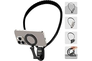 YILADOR Magnetic Neck Phone Holder for Recording, Hands Free POV/Vlog Video Filming, 4 in 1 Phone Chest Mount for Cooking/Riding/Indoor/Outdoor, Content Creator Essentials for iPhone Android GoPro DJ (Black)