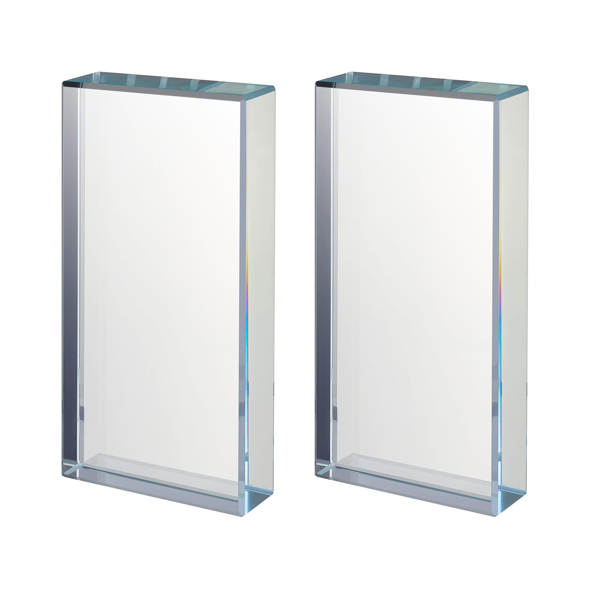 Photo 1 of ?vskikris Glass Paperweight 2pc Set - Clear Transparent Paperweights for Office, Home Decor & DIY Crafts - Desk Organizer for Books, Documents (3.9"L × 2"W × 0.7"H)??