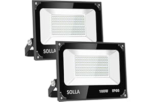 SOLLA 100W Led Flood Light, 2 Pack 10000lm 3000K Warm White Exterior Flood Lighting, Outdoor Indoor Flood Light Fixture Lands