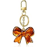 VEDAIM Amber Bow Bag Charms Cute Heart Key Chains Bow Purse Charms for Handbags,Keychain Gifts for Women
