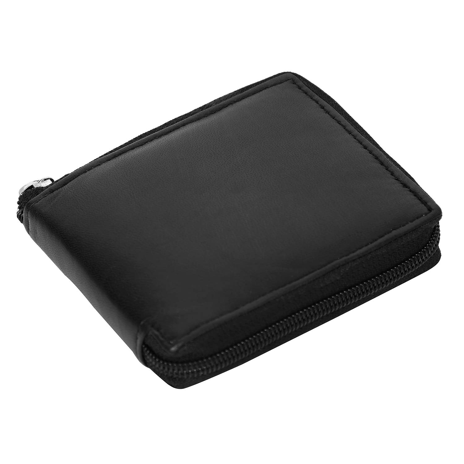 Gents Slim Black RFID Zip Around Wallet Genuine Leather Bifold Style Coin Pocket Cardholder Wallets Purse 355