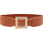 JASGOOD Women Wide Elastic Belt Stretchy Vintage Waist Belts for Dress Santa Belt with Square Buckle