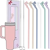 Doboli Replacement 13 inch Long Silicone Straw With Straw Cover,Compatible with Stanley Owala 40 oz 30 oz Cup Tumbler, 6 Pack Reusable Bent Straw with Cleaning Brush,for Stanley Tumbler Accessorie