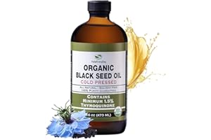 HalalEveryDay Organic Black Seed Oil - USDA Certified, Cold Pressed Glass Bottle 16oz - Over 1.5% Thymoquinone Turkish Black Cumin Nigella Sativa Non-GMO 100% Pure Blackseed Oil