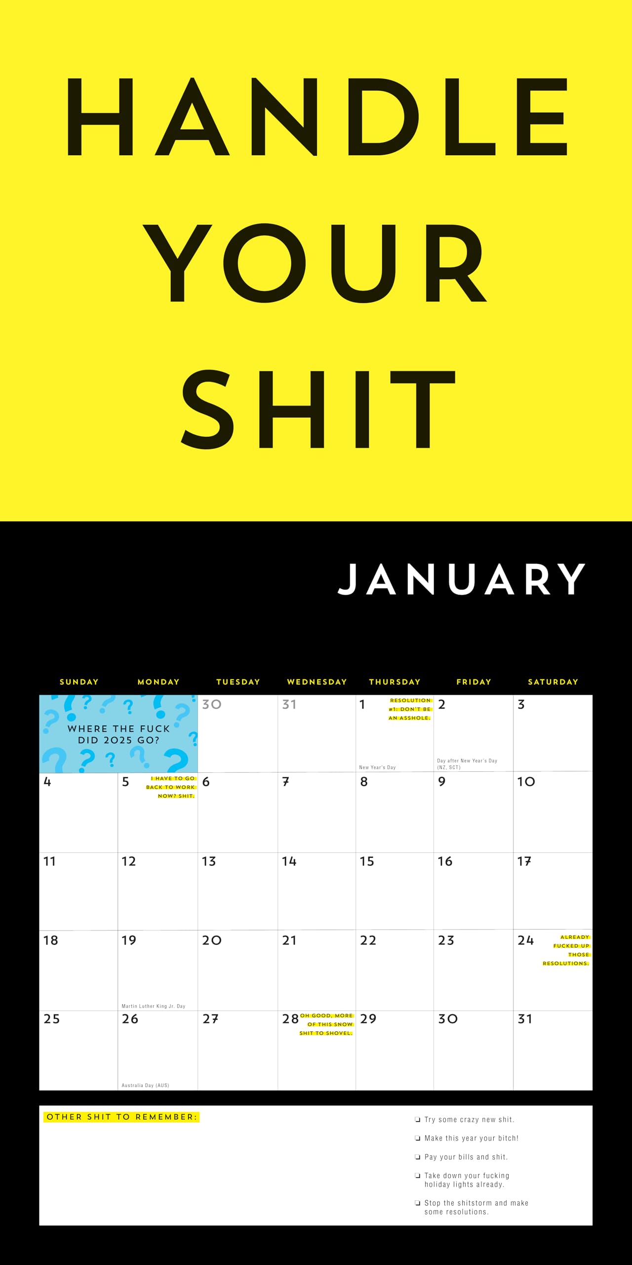 A F*cking 2026 Wall Calendar: Get Your Sh*t Together This Year (Funny Monthly Calendar with Stickers, White Elephant Gag Gift for Adults) (Calendars & Gifts to Swear By)