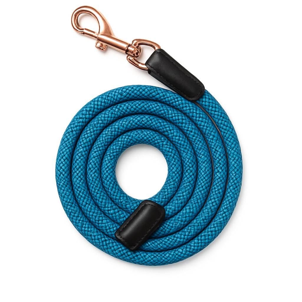 Luxury Horse Lead Rope for headcollars with Leather 18 mm thick Rose Gold Snap (Patrol)