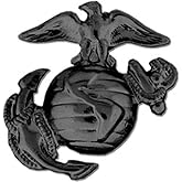 HMC Marine Corps Eagle, Globe and Anchor Lapel Pin or Hat Pin (Left, Black Finish), 1"