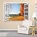 Autumn Golden Fallen Leaves Open Window Mural Wall Sticker - 36