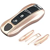Aojezoor Neodymium Gold Key Fob Cover Compatible with Porsche Cayenne 2018-2025 Panamera 2017-2024 911 2019-2023 Taycan 2019-2024 Compatible with Porsche Key Cover