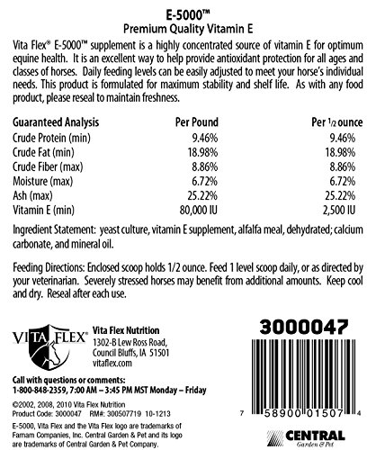 Vita Flex E-5000 Premium Quality Vitamin E Horse Supplement, 128 Day Supply, 4 Pound