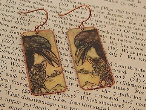 Raven or Crow Earrings Arthur Rackham art jewelry