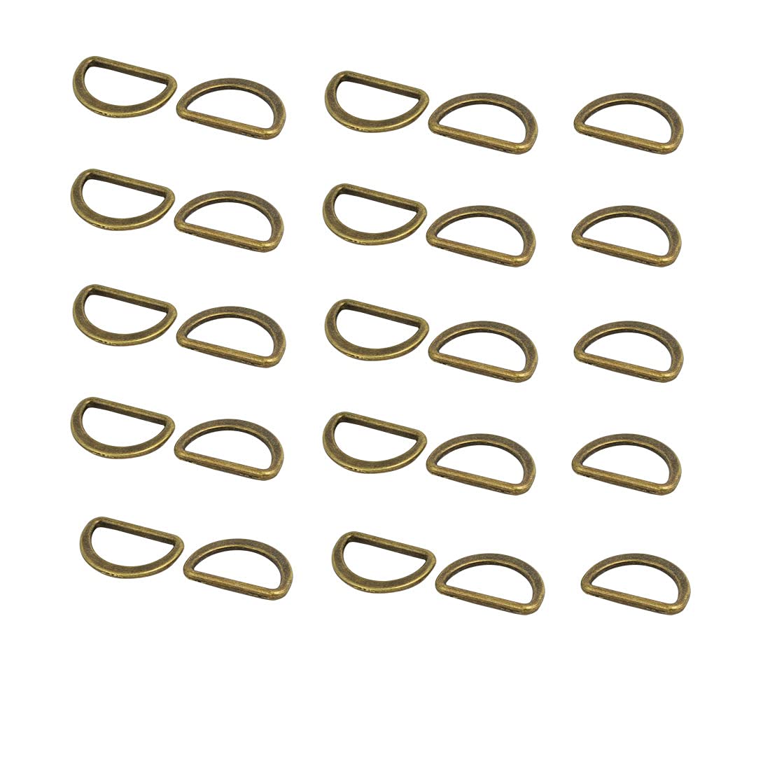 Sourcingmap 20mm Inner Width Zinc Alloy Flat Typed D Welded Ring Bronze Tone 25pcs
