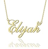 AOLO Elijah Heart Name Necklace 18k Gold Plated