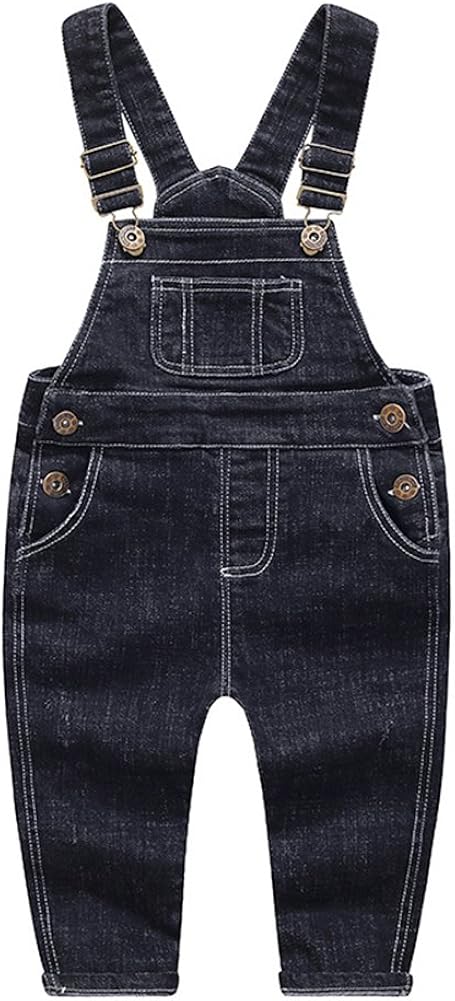 Kidscool Baby & Little Boys/Girls Blue & Black Denim Overalls: Clothing