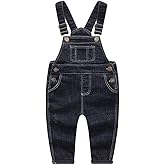 KIDSCOOL SPACE Baby & Little Boys/Girls Blue & Black Denim Overalls,Jean Workwear