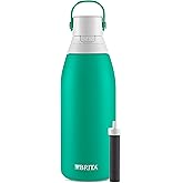 Brita Insulated Filtered Water Bottle with Straw, Reusable, Stainless Steel Metal, Jade, 32 Ounce