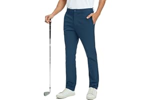 Rouen Golf Pants Men 8 Pockets Water Resistant Flat Front - 30"/32"/34" Chino Dress Pants Lightweight Stretch Casual Trousers