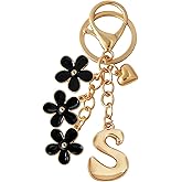 Snycler Bubble Initial Keychain Cute Flower Charms Keyring for Handbag Backpack–Personalized A-Z Letter Charms Gift for Women