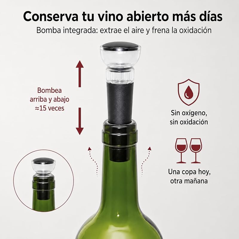 VYNOR - Set aeratore e tappo per sottovuoto, accessori per vino, kit regalo — foto 4 di 5
