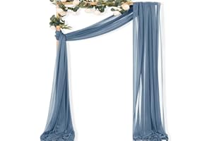 MLMC Dusty Blue Wedding Arch Draping Fabric 1 Panel 29" x 6.6 Yards Extra Long Chiffon Drapery Sheer Backdrop Curtains 20ft Outdoor Drapery Panels for Wedding Ceremony Party Ceiling Decoration