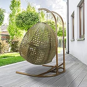 Hanging Egg Hammock Chair Cushions,Deluxe Swing Chair 2 Hanging Wicker Rattan Swing Chair Person Hammock with Stand… 61JIWZldEeL