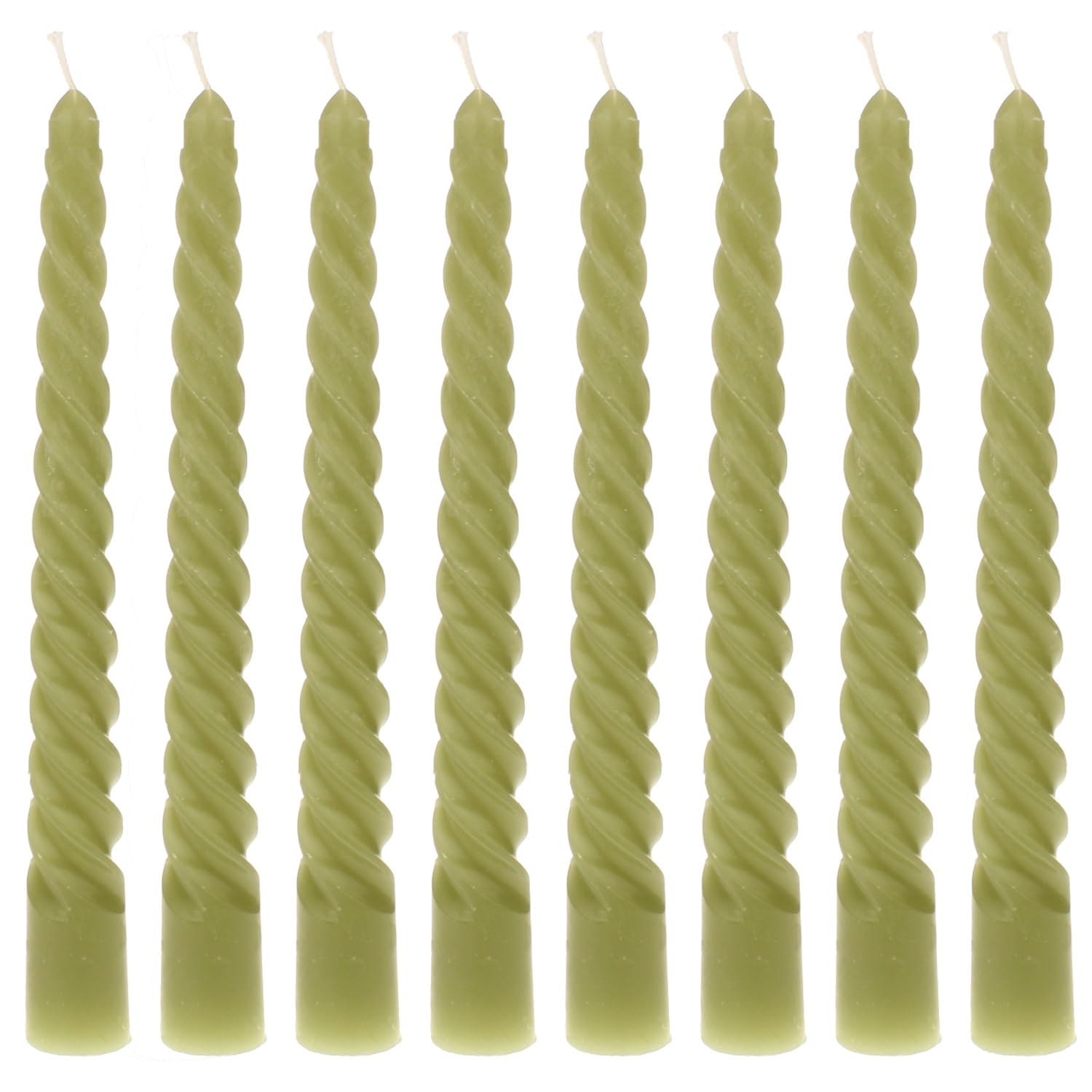 Macosa VM091356_x2 Spiral Candles Green Set of 8 19 cm Taper Candles Twisted Table Candles Twist Tapered Candles Decorative Candles Table Decoration Wax Candles