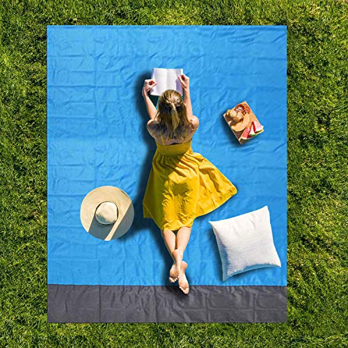 Mumu Sugar HONGVI Sand Free Beach Blanket, Quick Drying Ripstop Nylon Compact Outdoor Beach Mat Best Sand Proof Beach Mat for Travel, Camping, Hiking and Music Festivals(82” X79”)