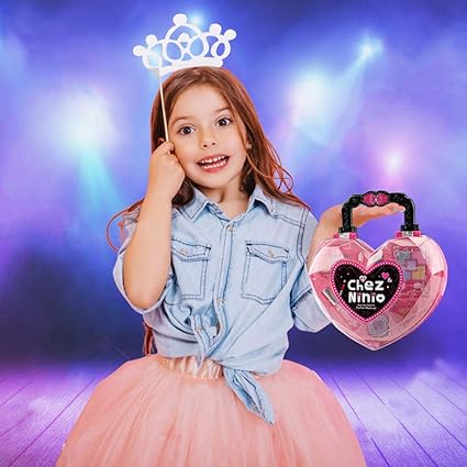 EDTara Kids Water-Soluble Cosmetics with Loving Heart Shape Handbag Play House Toy
