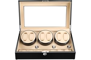KETYDURM Watch Winders, 6 Automatic Watch Winder Box with 7 Extra Storages, Quiet Mabuchi Motor, Large Capacity Watch Winder Case for Men and Women